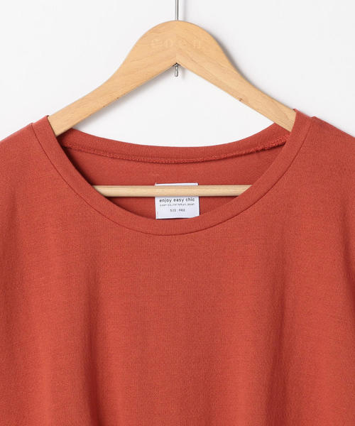 coen（コーエン）の「【新色登場・接触冷感】梨地裾タックカットソー（Tシャツ/カットソー・レディース・ケリー/オレンジ/ブラック/ホワイト/オリーブ/ベージュ・FREE）」の8枚目の写真