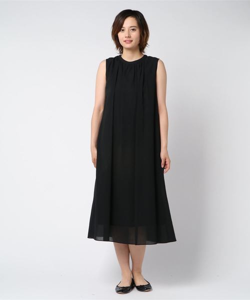 ブルネロクチネリ ネックギャザー ノースリーブワンピース Aライン チュニック ブルネロクチネリ ネックギャザー ノースリーブワンピース A