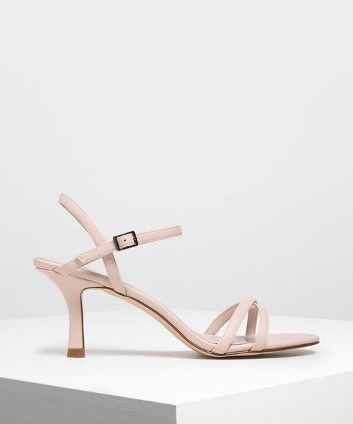 CHARLES & KEITH(チャールズ & キース)の「クリスクロス ブレードヒールサンダル / Criss Cross Blade Heel Sandals(サンダル・レディース・ブラック/ピンク・22.5cm/23cm/23.5cm/24.5cm/25cm)」の1枚目の写真