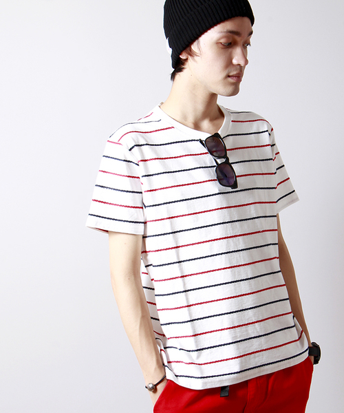 WEGO(ウィゴー)の「WEGO/ロープボーダーTシャツ(Tシャツ/カットソー・メンズ・ネイビー/ホワイト/グリーン/ブルー・LARGE/MEDIUM)」の2枚目の写真
