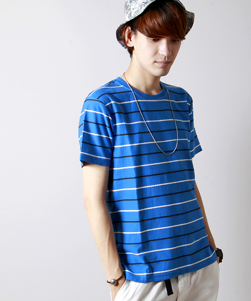 WEGO(ウィゴー)の「WEGO/ロープボーダーTシャツ(Tシャツ/カットソー・メンズ・ネイビー/ホワイト/グリーン/ブルー・LARGE/MEDIUM)」の1枚目の写真