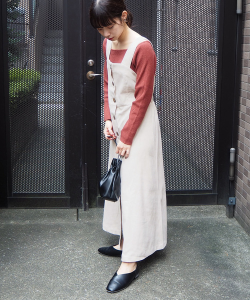 tiptop（ティップトップ）の「前ボタンコーデュロイジャンスカ（ジャンパースカート・レディース・ブルー/アイボリー/グレイッシュベージュ/ブラウン・FREE）」の9枚目の写真