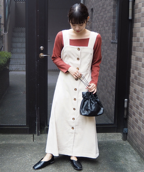 tiptop（ティップトップ）の「前ボタンコーデュロイジャンスカ（ジャンパースカート・レディース・ブルー/アイボリー/グレイッシュベージュ/ブラウン・FREE）」の11枚目の写真