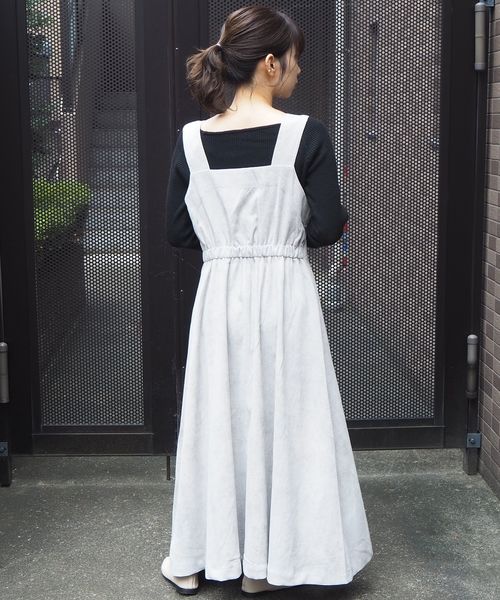 tiptop（ティップトップ）の「前ボタンコーデュロイジャンスカ（ジャンパースカート・レディース・ブルー/アイボリー/グレイッシュベージュ/ブラウン・FREE）」の5枚目の写真