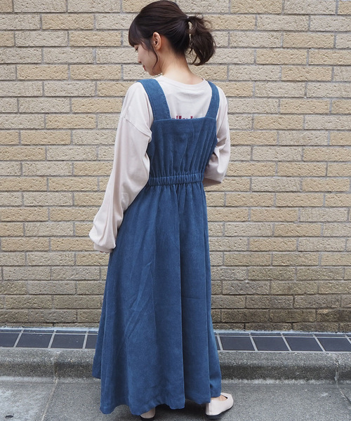 tiptop（ティップトップ）の「前ボタンコーデュロイジャンスカ（ジャンパースカート・レディース・ブルー/アイボリー/グレイッシュベージュ/ブラウン・FREE）」の8枚目の写真