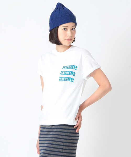 BEAMS T(ビームスティー)の「SAYHELLO / TREATMENT SP(Tシャツ/カットソー・メンズ・ホワイト/チャコールグレー・MEDIUM/SMALL/X-LARGE/LARGE)」の1枚目の写真