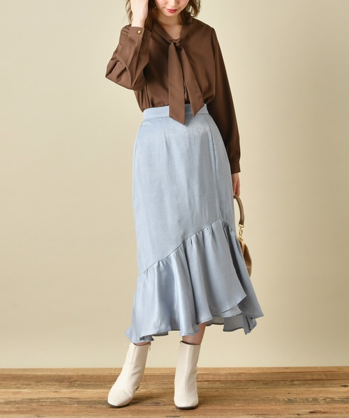 natural couture（ナチュラルクチュール）の「アシメ切替フリルヘムスカート（スカート・レディース・サックスブルー/アイボリー/その他1/その他2・FREE）」の3枚目の写真
