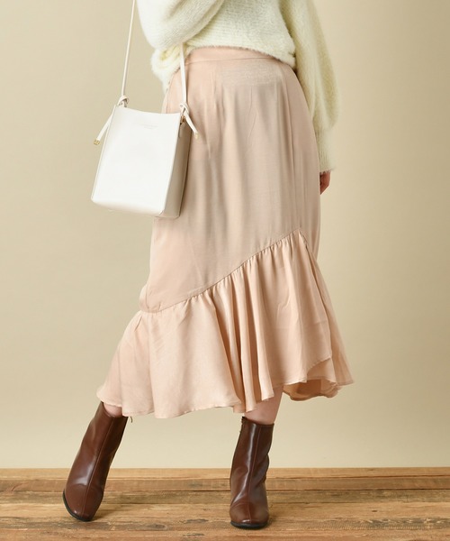 natural couture（ナチュラルクチュール）の「アシメ切替フリルヘムスカート（スカート・レディース・サックスブルー/アイボリー/その他1/その他2・FREE）」の2枚目の写真