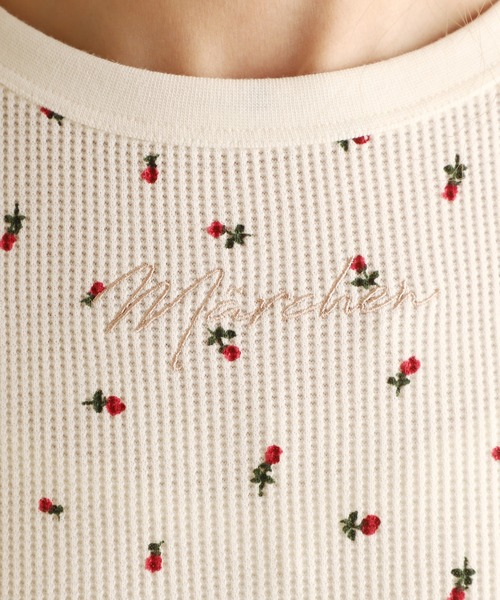 one after another NICE CLAUP（ワンアフターアナザーナイスクラップ）の「ワッフルロゴロングTシャツ（Tシャツ/カットソー・レディース・ベージュ/アイボリー/ホワイト系その他/ブルー系その他・FREE）」の13枚目の写真