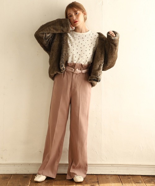 one after another NICE CLAUP（ワンアフターアナザーナイスクラップ）の「ワッフルロゴロングTシャツ（Tシャツ/カットソー・レディース・ベージュ/アイボリー/ホワイト系その他/ブルー系その他・FREE）」の20枚目の写真