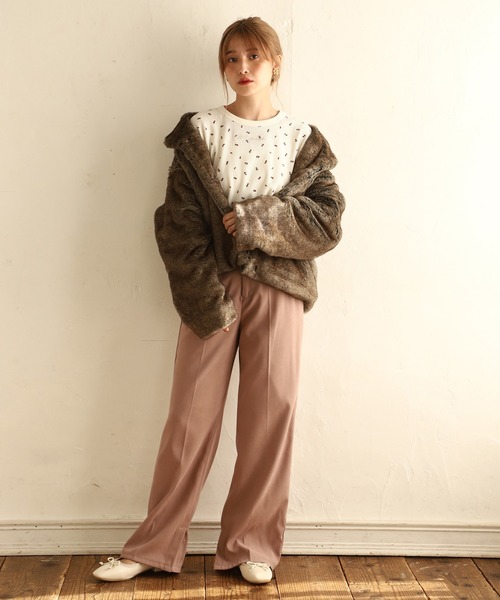 one after another NICE CLAUP（ワンアフターアナザーナイスクラップ）の「ワッフルロゴロングTシャツ（Tシャツ/カットソー・レディース・ベージュ/アイボリー/ホワイト系その他/ブルー系その他・FREE）」の7枚目の写真