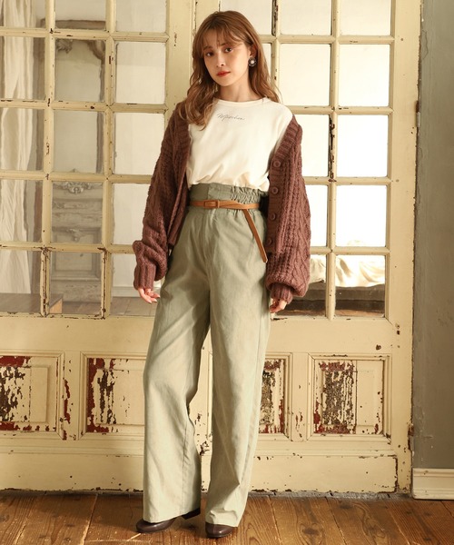 one after another NICE CLAUP（ワンアフターアナザーナイスクラップ）の「ワッフルロゴロングTシャツ（Tシャツ/カットソー・レディース・ベージュ/アイボリー/ホワイト系その他/ブルー系その他・FREE）」の16枚目の写真