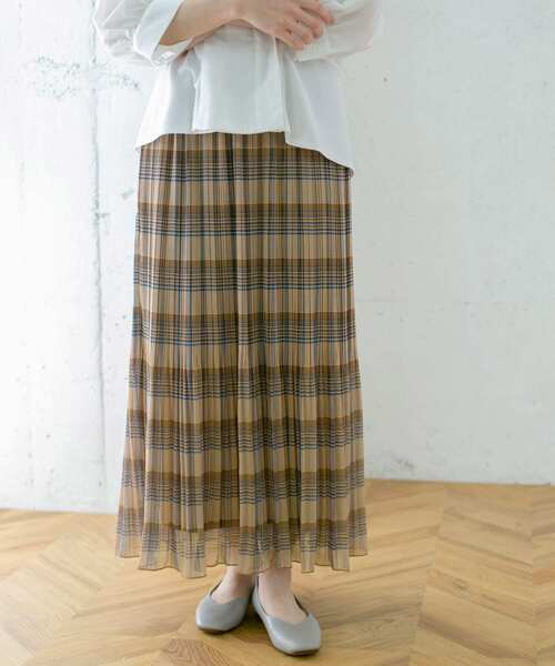 KBF（ケイビーエフ）の「チェック消しプリーツスカート∴（スカート・レディース・グレー/ブラウン/イエロー・ONE）」の3枚目の写真