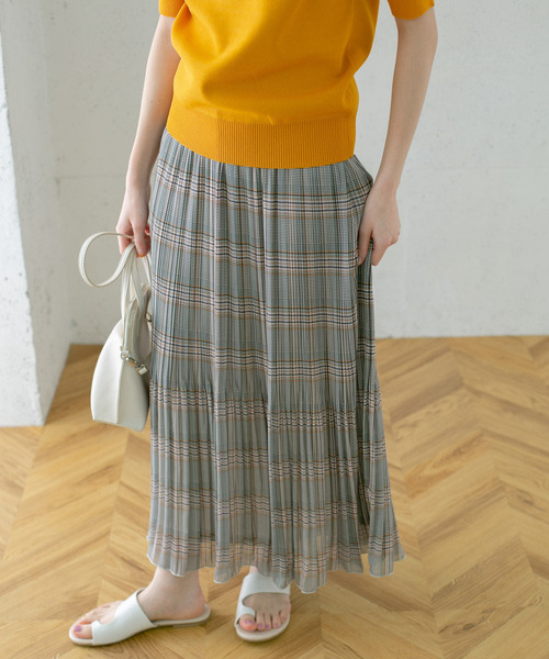 KBF（ケイビーエフ）の「チェック消しプリーツスカート∴（スカート・レディース・グレー/ブラウン/イエロー・ONE）」の2枚目の写真