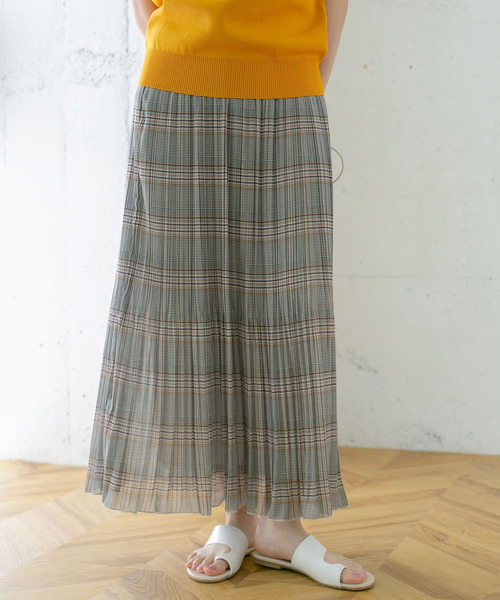 KBF（ケイビーエフ）の「チェック消しプリーツスカート∴（スカート・レディース・グレー/ブラウン/イエロー・ONE）」の6枚目の写真