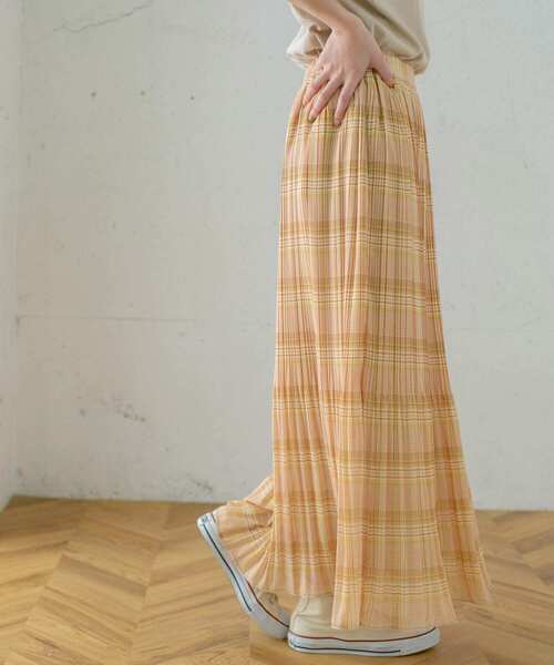 KBF（ケイビーエフ）の「チェック消しプリーツスカート∴（スカート・レディース・グレー/ブラウン/イエロー・ONE）」の4枚目の写真