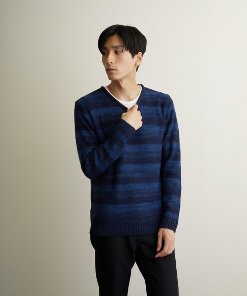 INNOCENT（イノセント）の「『Bling Leads』ボーダーニット＆ ロングTシャツ　アンサンブルセット（アンサンブル・メンズ・レッド系その他2/ブルー系その他/レッド系その他/グレー系その他2/ブラック系その他/グレー系その他/ブルー系その他2/ブラック系その他2・LARGE/MEDIUM/X-LARGE）」の6枚目の写真