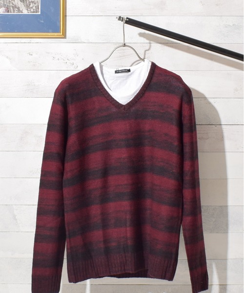 INNOCENT（イノセント）の「『Bling Leads』ボーダーニット＆ ロングTシャツ　アンサンブルセット（アンサンブル・メンズ・レッド系その他2/ブルー系その他/レッド系その他/グレー系その他2/ブラック系その他/グレー系その他/ブルー系その他2/ブラック系その他2・LARGE/MEDIUM/X-LARGE）」の8枚目の写真