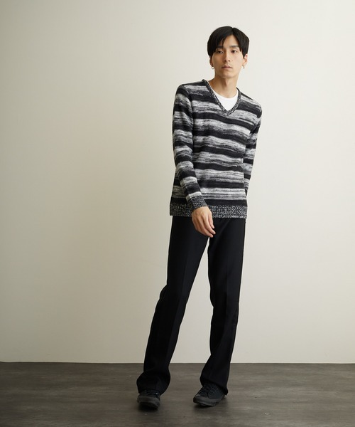 INNOCENT（イノセント）の「『Bling Leads』ボーダーニット＆ ロングTシャツ　アンサンブルセット（アンサンブル・メンズ・レッド系その他2/ブルー系その他/レッド系その他/グレー系その他2/ブラック系その他/グレー系その他/ブルー系その他2/ブラック系その他2・LARGE/MEDIUM/X-LARGE）」の16枚目の写真