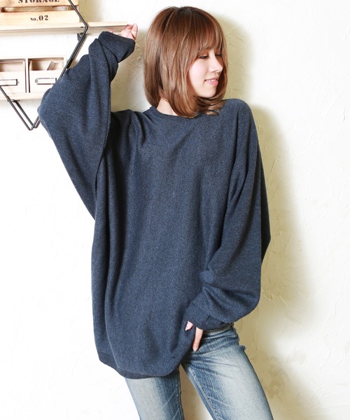 WESTSEA（ウエストシー）の「ミラノリブ ドルマンスリーブ クルーネック セーター（ニット/セーター・メンズ・ライトグレー/ブラック/ブルー系その他/ブラウン系その他/グレー/ブラウン/ブルー/ベージュ/ナチュラル/スモークピンク/ダークグリーン/ライトグリーン/ワイン/マスタード/パープル/オレンジ/ターコイズブルー/グレイッシュブルー/モスグリーン/ダークネイビー/ブラック系その他/ワイン系・M/L/S）」の15枚目の写真