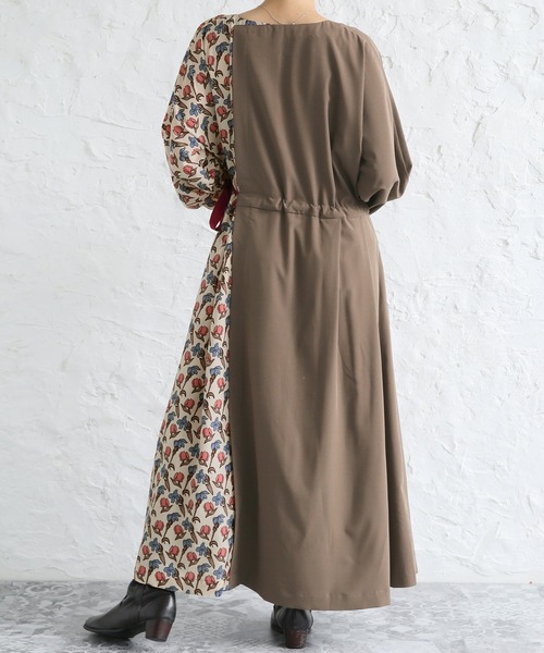 ワンピース Somariアシメフラワー配色サイドリボンワンピース ワンピース Somari ソマリ のファッション