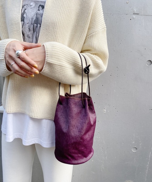 SHENERY（シーナリー）の「ハラコ巾着バッグ（トートバッグ・レディース・ブラウン/グリーン/パープル/ピンク・FREE）」の14枚目の写真