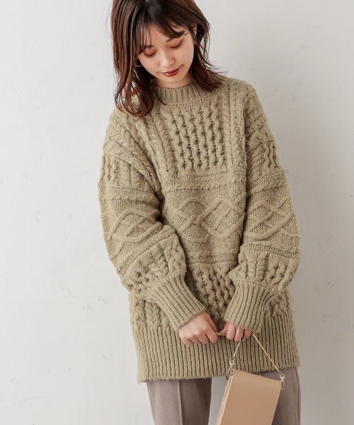 natural couture(ナチュラルクチュール)の「【WEB限定カラー有り】キャッチーなバックリボンケーブルニット(ニット/セーター・レディース・オフホワイト/ミント/モカ/ピンクベージュ/チャコール・FREE)」の18枚目の写真