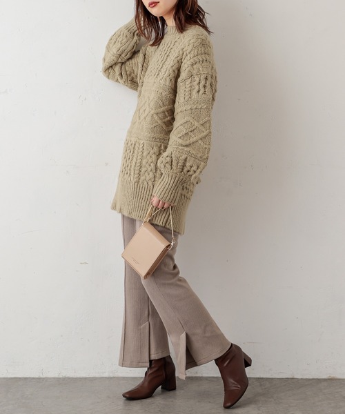 natural couture(ナチュラルクチュール)の「【WEB限定カラー有り】キャッチーなバックリボンケーブルニット(ニット/セーター・レディース・オフホワイト/ミント/モカ/ピンクベージュ/チャコール・FREE)」の21枚目の写真