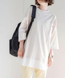 coen | UVカット対応USAコットンレイヤード7分袖Tシャツ(Tシャツ/カットソー)