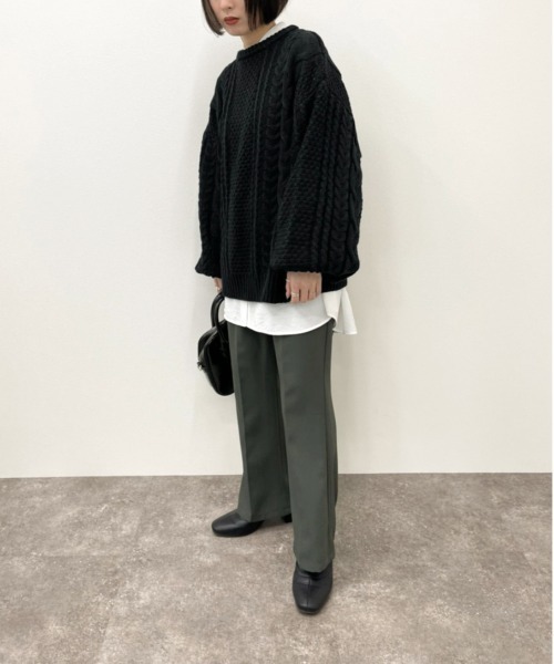 apres jour mignon（アプレジュールミニョン）の「ケーブルバックボタンニット【ZOZOTOWN限定アイテム】（ニット/セーター・レディース・パープル/ブラック/クリーム・X-LARGE/フリー）」の9枚目の写真