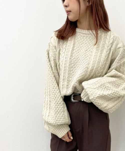 apres jour mignon（アプレジュールミニョン）の「ケーブルバックボタンニット【ZOZOTOWN限定アイテム】（ニット/セーター・レディース・パープル/ブラック/クリーム・X-LARGE/フリー）」の13枚目の写真