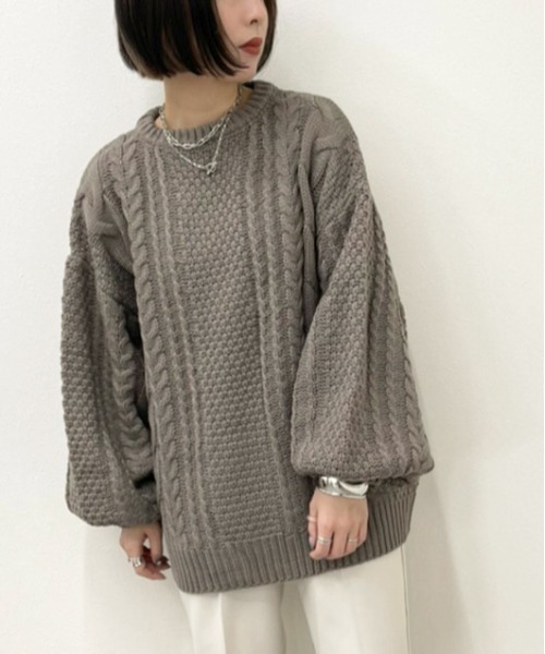 apres jour mignon（アプレジュールミニョン）の「ケーブルバックボタンニット【ZOZOTOWN限定アイテム】（ニット/セーター・レディース・パープル/ブラック/クリーム・X-LARGE/フリー）」の21枚目の写真