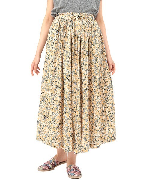 チチカカ（チチカカ）の「【大きいサイズ】にじみフラワーギャザースカート（スカート・レディース・ブルー/オレンジ・3L）」の6枚目の写真