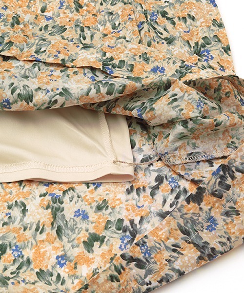 チチカカ（チチカカ）の「【大きいサイズ】にじみフラワーギャザースカート（スカート・レディース・ブルー/オレンジ・3L）」の15枚目の写真