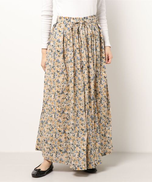 チチカカ（チチカカ）の「【大きいサイズ】にじみフラワーギャザースカート（スカート・レディース・ブルー/オレンジ・3L）」の18枚目の写真