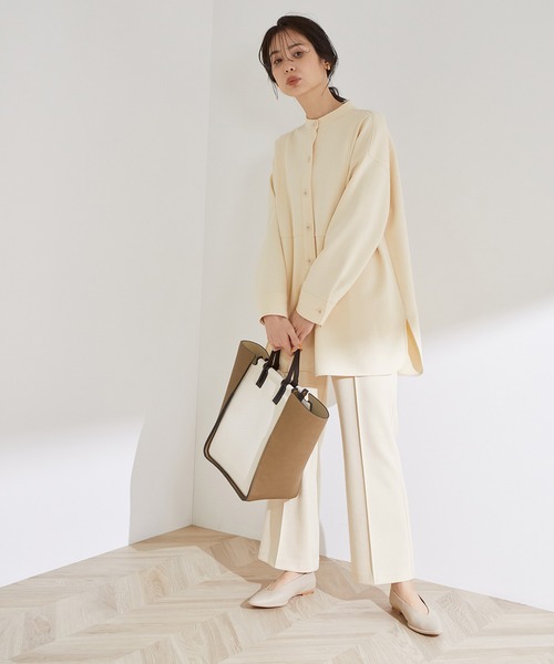 ROPE'（ロペ）の「【洗える】【セットアップ対応】ライトダンボールバックスリットフレアパンツ（その他パンツ・レディース・オフホワイト/オレンジ/ベージュ・38/36）」の5枚目の写真