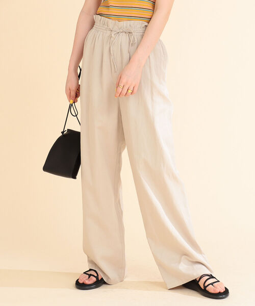 Ray BEAMS（レイビームス）の「Ray BEAMS / 麻混 イージー ワイドパンツ（その他パンツ・レディース・ベージュ/ラベンダー・1/0）」の3枚目の写真