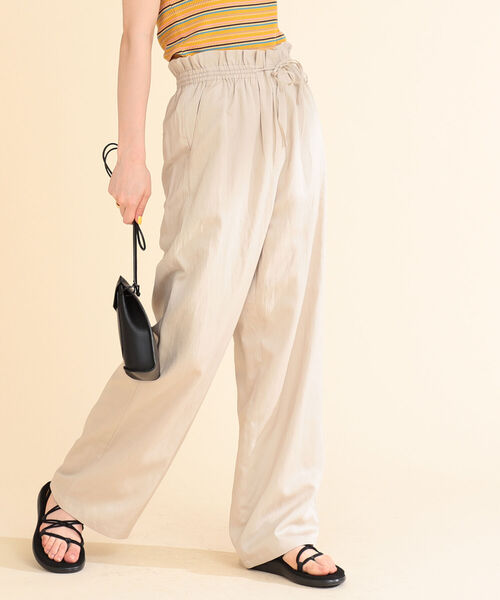 Ray BEAMS（レイビームス）の「Ray BEAMS / 麻混 イージー ワイドパンツ（その他パンツ・レディース・ベージュ/ラベンダー・1/0）」の4枚目の写真