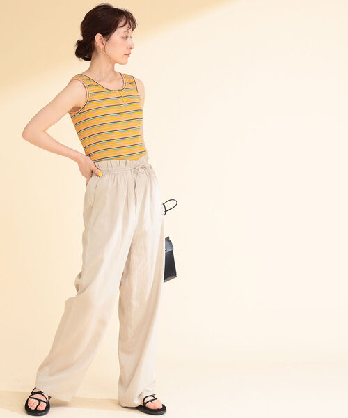 Ray BEAMS（レイビームス）の「Ray BEAMS / 麻混 イージー ワイドパンツ（その他パンツ・レディース・ベージュ/ラベンダー・1/0）」の6枚目の写真