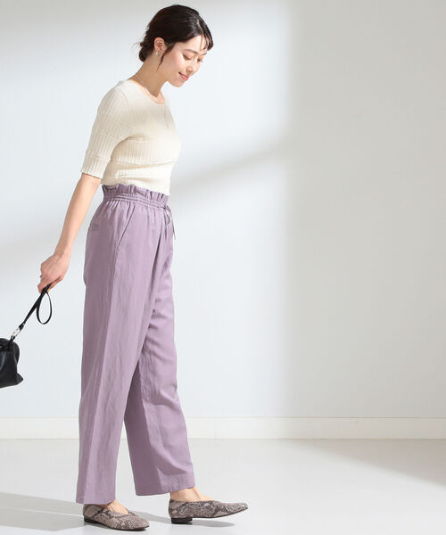 Ray BEAMS（レイビームス）の「Ray BEAMS / 麻混 イージー ワイドパンツ（その他パンツ・レディース・ベージュ/ラベンダー・1/0）」の18枚目の写真