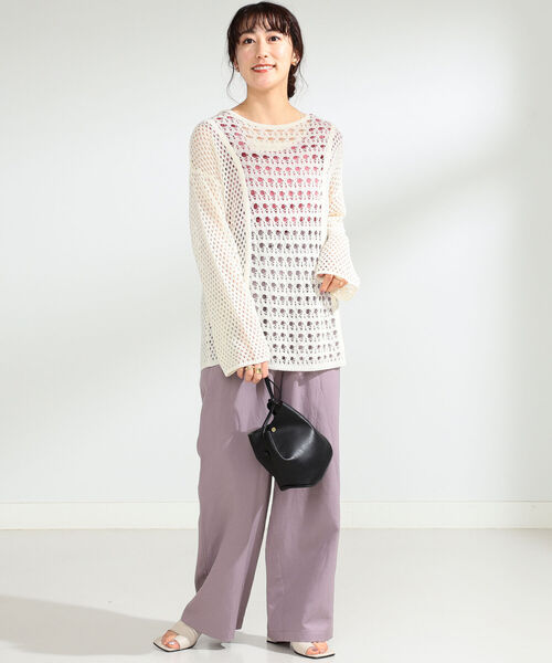 Ray BEAMS（レイビームス）の「Ray BEAMS / 麻混 イージー ワイドパンツ（その他パンツ・レディース・ベージュ/ラベンダー・1/0）」の21枚目の写真