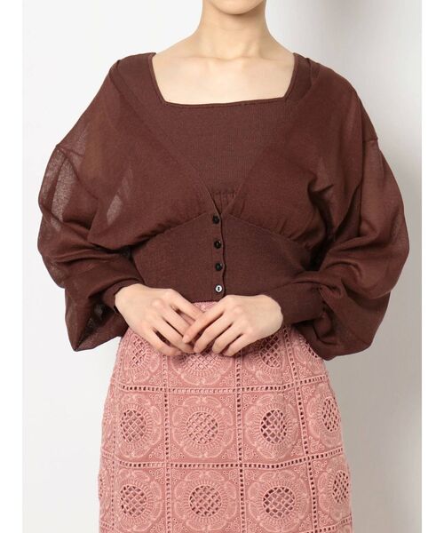 MERCURYDUO(マーキュリーデュオ)の「【To/】シアーカーディガンアンサンブル(アンサンブル・レディース・ラベンダー/グリーン/ブラウン・FREE)」の2枚目の写真