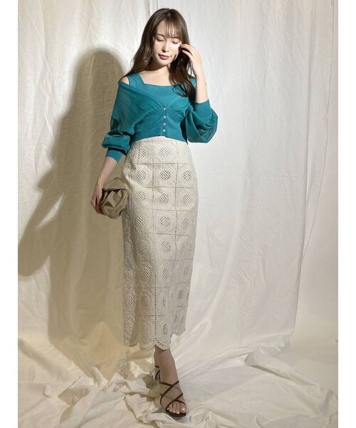 MERCURYDUO(マーキュリーデュオ)の「【To/】シアーカーディガンアンサンブル(アンサンブル・レディース・ラベンダー/グリーン/ブラウン・FREE)」の6枚目の写真