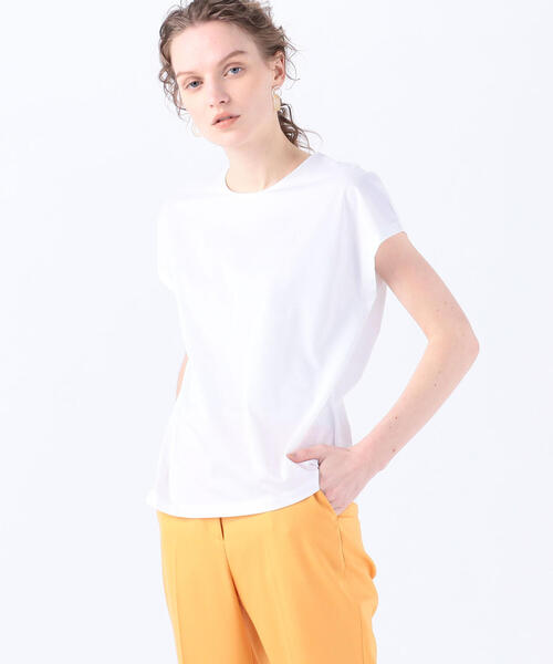 TOMORROWLAND （トゥモローランド）の「コットンポリエステルプレーティング フレンチスリーブプルオーバー（Tシャツ/カットソー・レディース・チャコールグレー/ライトベージュ/ホワイト・S）」の2枚目の写真