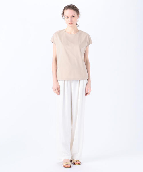 TOMORROWLAND （トゥモローランド）の「コットンポリエステルプレーティング フレンチスリーブプルオーバー（Tシャツ/カットソー・レディース・チャコールグレー/ライトベージュ/ホワイト・S）」の4枚目の写真