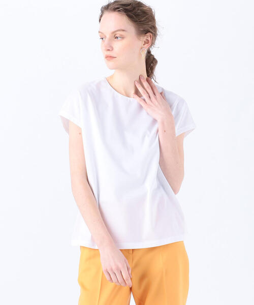 TOMORROWLAND （トゥモローランド）の「コットンポリエステルプレーティング フレンチスリーブプルオーバー（Tシャツ/カットソー・レディース・チャコールグレー/ライトベージュ/ホワイト・S）」の7枚目の写真