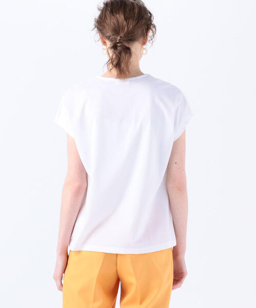 TOMORROWLAND （トゥモローランド）の「コットンポリエステルプレーティング フレンチスリーブプルオーバー（Tシャツ/カットソー・レディース・チャコールグレー/ライトベージュ/ホワイト・S）」の10枚目の写真