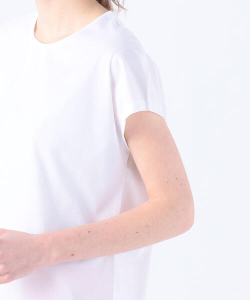 TOMORROWLAND （トゥモローランド）の「コットンポリエステルプレーティング フレンチスリーブプルオーバー（Tシャツ/カットソー・レディース・チャコールグレー/ライトベージュ/ホワイト・S）」の14枚目の写真