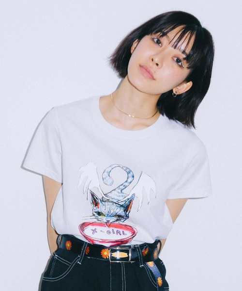 X Girl Eri Wakiyama Bat Cat S S Tee Tシャツ カットソー X Girl エックスガール のファッション通販 Zozotown