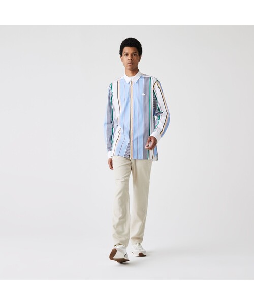 LACOSTE撥水テクニカルストレッチルーズフィットストレートスラックスパンツ LACOSTE｜撥水 テクニカルストレッチ ルーズフィットストレート